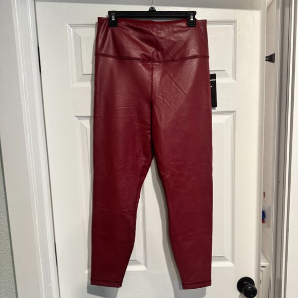 90 DEGREE BY REFLEX Faux Leather Leggings Size XL Color Rhubarb - Picture 1 of 6